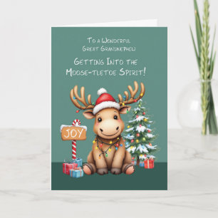 Carte Grand Grand neveu adorable Amusant Moose Noël
