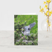 Carte Grand Héron Bleu & Bébés ! (Fleur jaune)