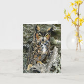 Carte Grand hibou à cornes (Fleur jaune)
