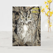 Carte Grand hibou B51 à cornes (Fleur jaune)