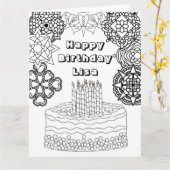 Carte Grand Joyeux Anniversaire Adulte Coloration (Fleur jaune)