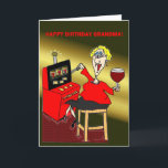 CARTE GRAND-MAMAN DE JOYEUX ANNIVERSAIRE DE MACHINE À<br><div class="desc">MAGASIN DE ZAZZLE DE JEANNETTE GOFF,  L'ART DE NETTA,  NETTA 1969,  MAMAN CHAUDE COLLECTION</div>