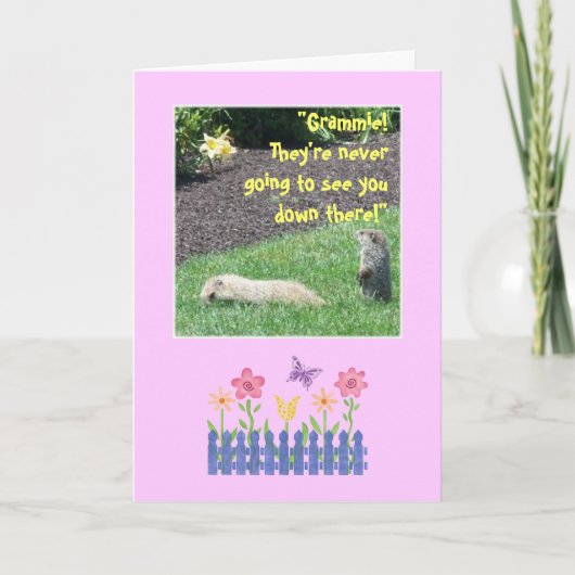 Carte Grand-maman heureuse d'anniversaire de Groundhog ! (Devant)
