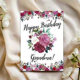 Carte Grand-mère Anniversaire Aquarelle Roses Rouges
