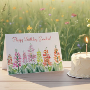Carte Grand-mère Anniversaire Snapdragons Aquarelle Flor