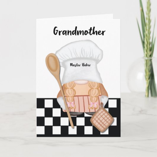 Carte Grand-mère Anniversaire Whimsical Gnome Baker Baki (Devant)