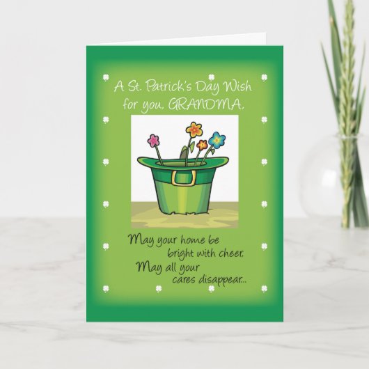 Carte Grand-mère, Casquette de la Saint Patrick avec fle (Devant)