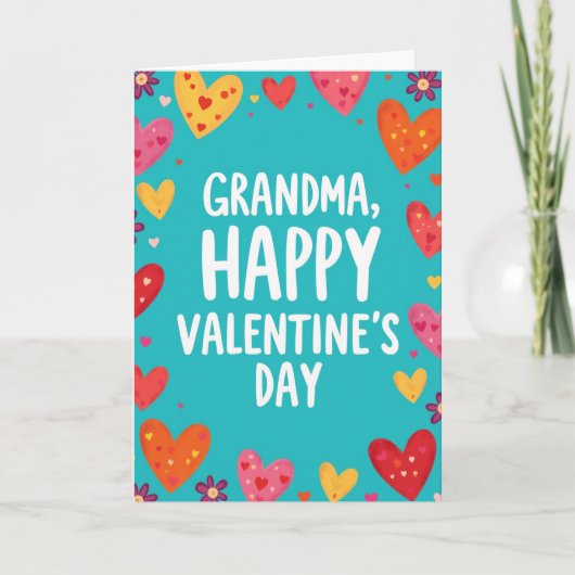 Carte grand-mère cœurs peints avec amour (Devant)