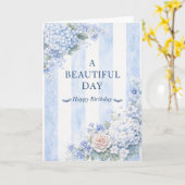 Carte Grand-mère Côtière Bleu Hydrangea Élégant (Fleur jaune)