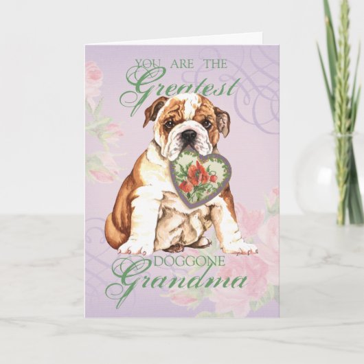 Carte Grand-mère de Bulldog Heart (Devant)