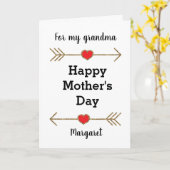 Carte Grand-mère de la Fête des Mères Rouge et Or (Fleur jaune)