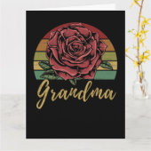 Carte Grand-mère de Rose rouge du coucher de soleil (Fleur jaune)