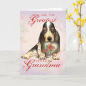 Carte Grand-mère du coeur de Basset Hound (Fleur jaune)