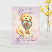 Carte Grand-mère du coeur de Golden Retriever (Fleur jaune)