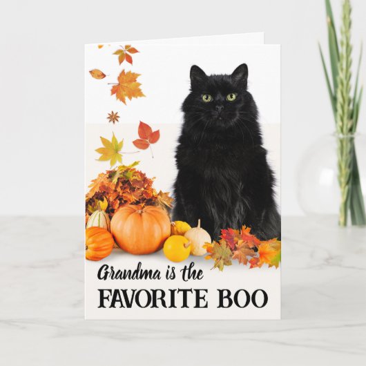 Carte Grand-mère Favori Boo Halloween Chat noir (Devant)