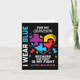Carte Grand-mère Grand-père I Wear Blue For My Grandson 