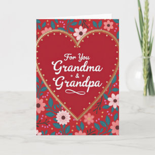 Carte grand-mère grand-père motif cœur rouge