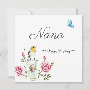 Carte grand-mère joyeux anniversaire papillon vintage ro