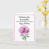 Carte Grand-mère Joyeux Août Anniversaire Purple Poppy (Fleur jaune)