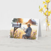 Carte Grand-mère lisant une lettre d'anniversaire de gra (Fleur jaune)