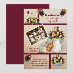 Carte Grand-mère Nous Vous Aimons Photo Floral Automnal