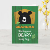 Carte Grand-mère, ours et Shamrocks à la Saint-Patrick (Fleur jaune)