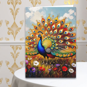 Carte Grand-mère Paon Coloré Anniversaire Personnalisé