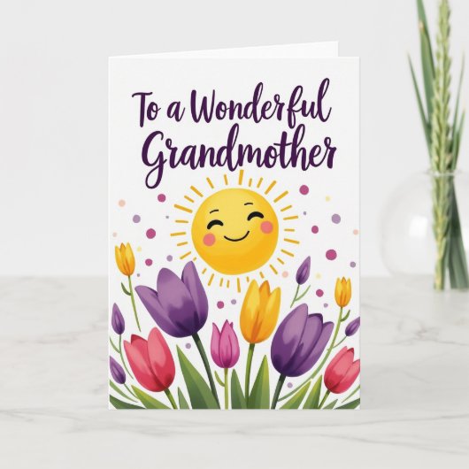 Carte Grand-mère Soleil Et Fleurs (Devant)
