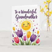 Carte Grand-mère Soleil Et Fleurs (Fleur jaune)
