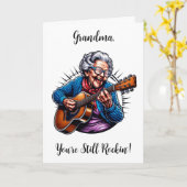Carte Grand-mère, tu es toujours rockin" | Anniversaire (Fleur jaune)