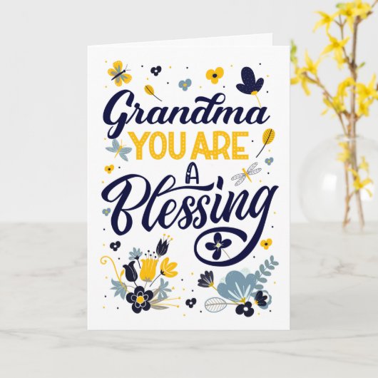 Carte Grand-mère Vous êtes une Bénédiction Anniversaire (Fleur jaune)