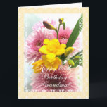 Carte Grand-mère's 100th birthday flower<br><div class="desc">Birthday Greeting card with lace frame and photo of roses on beige background. Personnalize your message ! Tarjeta postal en ingles con una photo de roses para el cumples de una abuela. Personalize su mensaje ! (puede replazar el texto escrito) Photographe par Maria Santos (Lusinhas do Sul)</div>