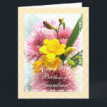Carte Grand-mère's 100th birthday flower<br><div class="desc">Birthday Greeting card with lace frame and photo of roses on beige background. Personnalize your message ! Tarjeta postal en ingles con una photo de roses para el cumples de una abuela. Personalize su mensaje ! (puede replazar el texto escrito) Photographe par Maria Santos (Lusinhas do Sul)</div>