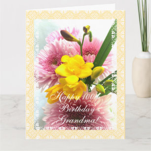 Carte Grand-mère's 100th birthday flower