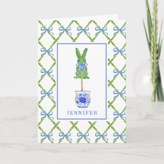 Carte Grand-millénaire Chinoiserie Bunny Topiary Blank (Devant)