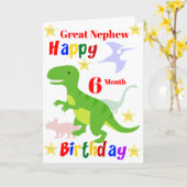 Carte Grand Nephew 6 mois Dinosaur Anniversaire (Fleur jaune)