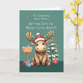 Carte Grand Nephew adorable Drôle Moose Noël (Fleur jaune)