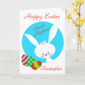 Carte Grand Nephew Joyeux Bleu de Pâques (Fleur jaune)