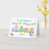 Carte Grand Nephew Joyeux Train Bunny de Pâques (Fleur jaune)