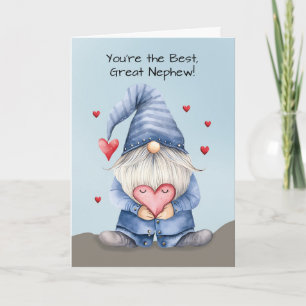 Carte Grand Nephew Valentine Funny Gnome Porter Denim
