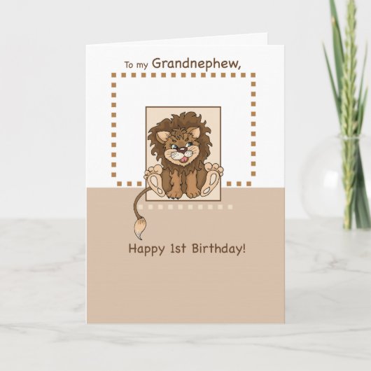 Carte Grand neveu 1er Lion d'anniversaire (Devant)