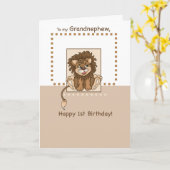 Carte Grand neveu 1er Lion d'anniversaire (Fleur jaune)