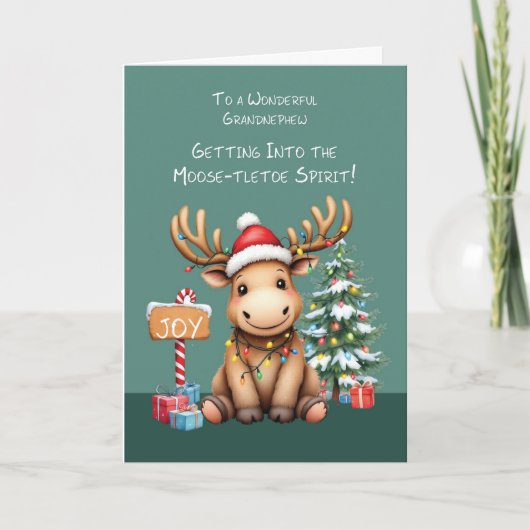 Carte Grand neveu adorable Amusable Moose Noël (Devant)