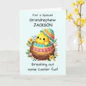 Carte Grand neveu Pâques Chick Break Shell (Fleur jaune)