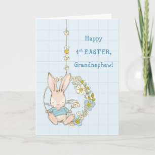 Carte Grand neveu premier lapin de Pâques à coudre