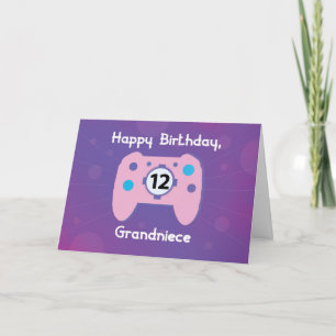 Carte Grand-nièce 12 ans Anniversaire Gamer Contrôleur