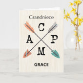 Carte Grand Niece Camp Personnaliser Nom Flèches (Fleur jaune)