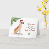 Carte Grand Noël Danse du chien dans Funny Santa Hat (Fleur jaune)