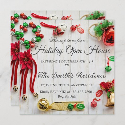 Carte Grand Noël Extraordinaire Décoration rouge (Devant / Derrière)