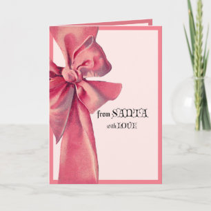Carte Grand Nœud Rose de Santa avec Amour Noël